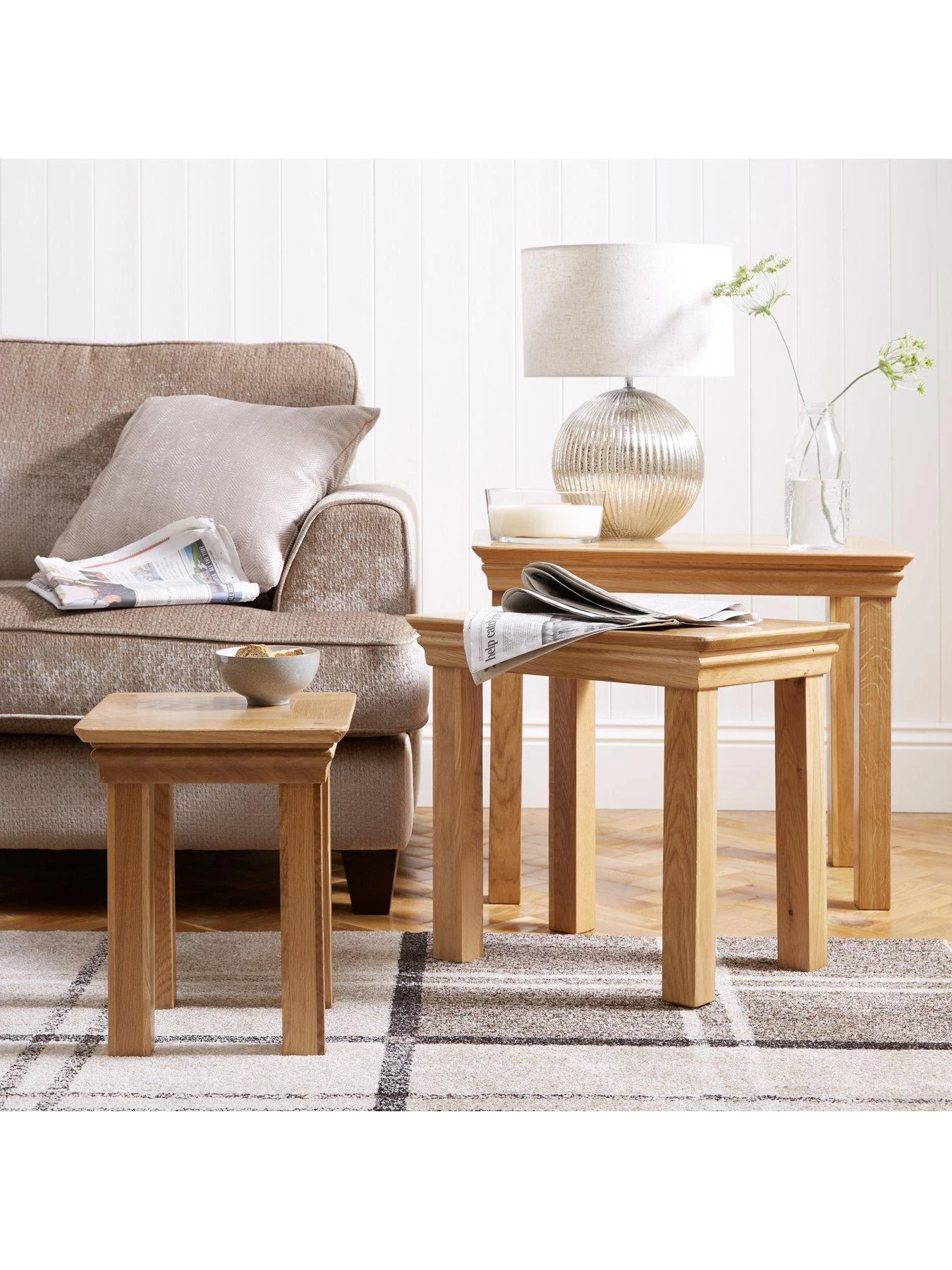 Very Home - Constance Oak Nest Of 3 Tables 4 Very Home - Constance Oak Nest Of 3 Tables - Image 2