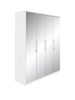 Very Home Prague 4-door Wardrobe With Mirrored Doors And Internal Chest Of 3 Drawers - FSC® Certified -Home Comprehensive 3VHJX SQ3 0000000013 WHITE SLa