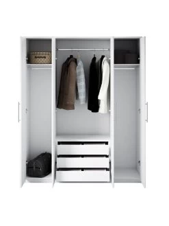 Very Home Prague 4-door Wardrobe With Mirrored Doors And Internal Chest Of 3 Drawers - FSC® Certified -Home Comprehensive 3VHJX SQ4 0000000013 WHITE SLd