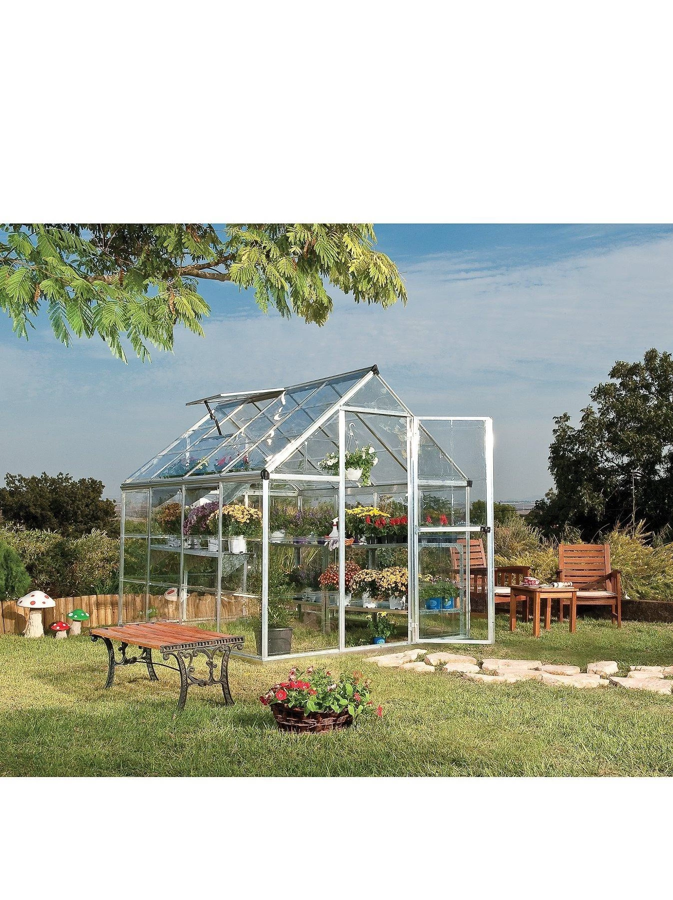 Canopia By Palram Harmony 6 X 8ft Greenhouse - Silver 3 Canopia By Palram Harmony 6 X 8ft Greenhouse - Silver