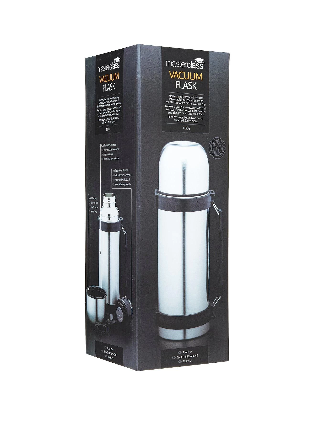 MasterClass Stainless Steel 1 Litre Vacuum Flask 4 MasterClass Stainless Steel 1 Litre Vacuum Flask - Image 2