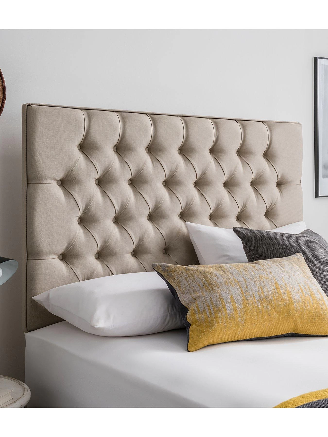 Silentnight Amalia Fabric Buttoned Padded Headboard - Available In 3 Colours 4 Silentnight Amalia Fabric Buttoned Padded Headboard - Available In 3 Colours - Image 2