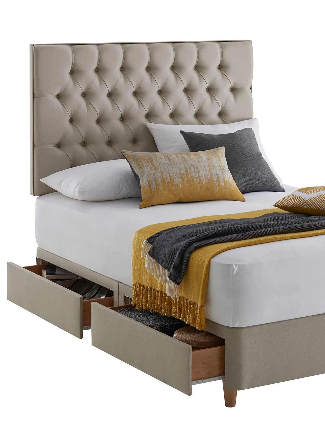 Silentnight Amalia Fabric Buttoned Padded Headboard - Available In 3 Colours 7 Silentnight Amalia Fabric Buttoned Padded Headboard - Available In 3 Colours - Image 5
