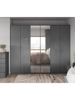 Very Home Prague Gloss 6 Door Mirrored Wardrobe - FSC® Certified