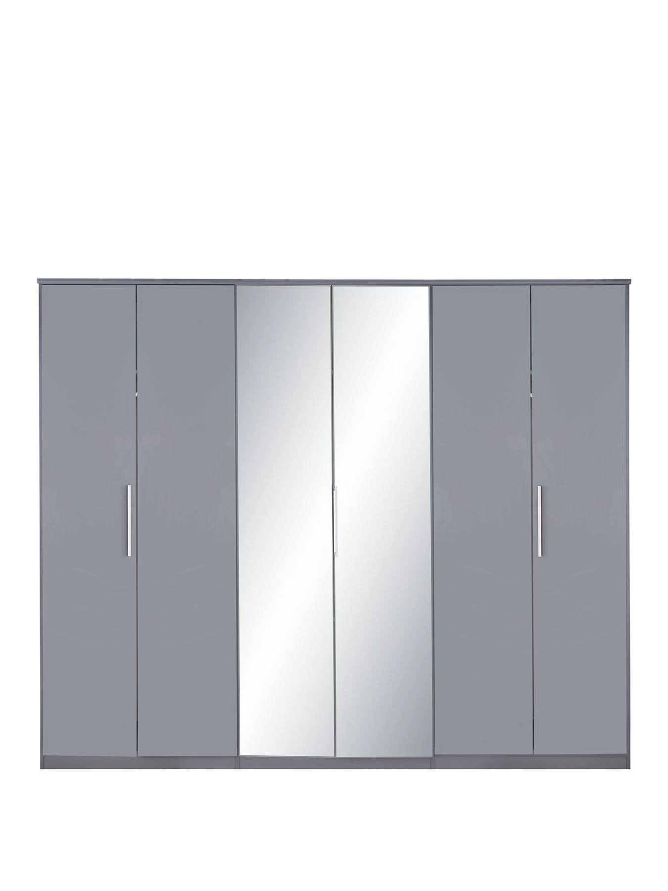 Very Home Prague Gloss 6 Door Mirrored Wardrobe - FSC® Certified 4 Very Home Prague Gloss 6 Door Mirrored Wardrobe - FSC® Certified - Image 2