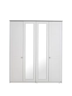 One Call Alderley Part Assembled 4 Door Mirrored Wardrobe