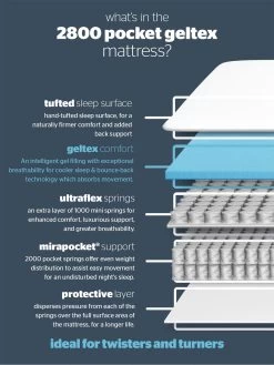Silentnight Chloe Geltex 2800 Pocket Mattress - Medium -Home Comprehensive KXAKN SQ6 0000000088 NO COLOR SLd4