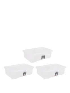 Wham Set Of 3 32 Litre Plastic Storage Boxes