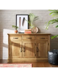 Very Home - Kingston 100% Solid Wood Ready Assembled Large Sideboard -Home Comprehensive LA9VD SQ2 0000000006 OAK RSr
