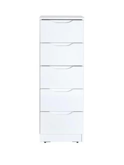 One Call Monaco Ready Assembled High Gloss 5 Drawer Tallboy