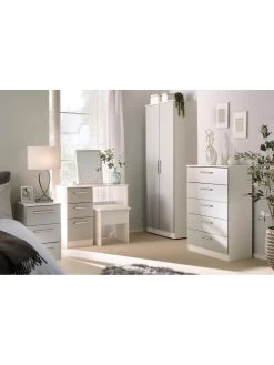 SWIFT Montreal Gloss Ready Assembled 3 Drawer Bedside Chest 8 SWIFT Montreal Gloss Ready Assembled 3 Drawer Bedside Chest -Home Comprehensive LQ47Q SQ2 0000009231 WHITE GREY GLOSS RSr
