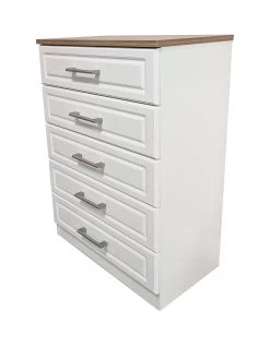 SWIFT Regent Ready Assembled 5 Drawer Chest - FSC® Certified -Home Comprehensive LTHHD SQ3 0000000010 WHITE OAK SLa