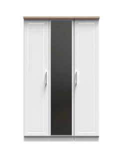 SWIFT Regent Part Assembled 3 Door Mirrored Wardrobe - FSC® Certified -Home Comprehensive MDE7K SQ3 0000000010 WHITE OAK SLa