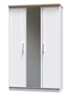 SWIFT Regent Part Assembled 3 Door Mirrored Wardrobe - FSC® Certified -Home Comprehensive MDE7K SQ4 0000000010 WHITE OAK SLd