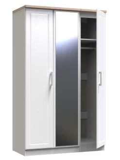 SWIFT Regent Part Assembled 3 Door Mirrored Wardrobe - FSC® Certified -Home Comprehensive MDE7K SQ6 0000000010 WHITE OAK SLd2