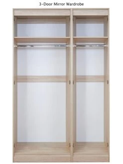 SWIFT Regent Part Assembled 3 Door Mirrored Wardrobe - FSC® Certified -Home Comprehensive MDE7K SQ7 0000000010 WHITE OAK SLy