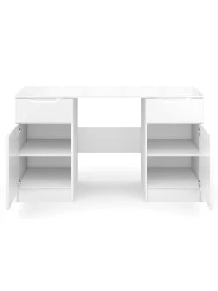 One Call Bilbao Ready Assembled High Gloss Desk - White -Home Comprehensive MUDPR SQ4 0000000559 WHITE GLOSS SLd