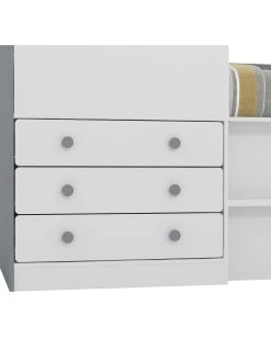 Very Home Peyton Kids Mid Sleeper Bed With Drawers, Cupboard And Mattress Options (Buy And SAVE!) - White/Grey -Home Comprehensive MUMHT SQ5 0000000005 GREY SLd2