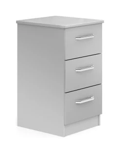 One Call Sanford Ready Assembled High Gloss 3 Drawer Bedside Chest -Home Comprehensive N34AW SQ3 0000013154 DARK GREY GLOSS SLa
