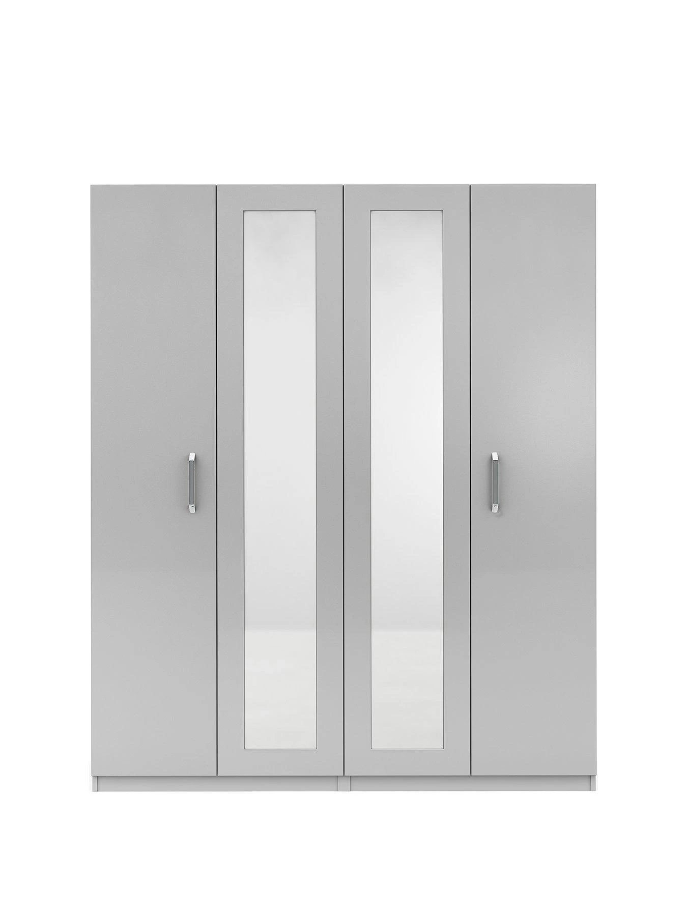 One Call Sanford Part Assembled 4 Door High Gloss Mirrored Wardrobe 3 One Call Sanford Part Assembled 4 Door High Gloss Mirrored Wardrobe