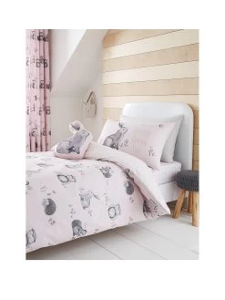 Catherine Lansfield Woodland Friends Easy Care Duvet Cover Set - Pink