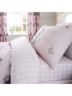 Catherine Lansfield Woodland Friends Easy Care Duvet Cover Set - Pink -Home Comprehensive N3UU4 SQ6 0000000063 PINK SLd4
