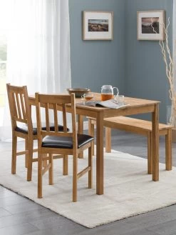 Julian Bowen Coxmoor 118 Cm Solid Oak Dining Table + 2 Chairs + Bench