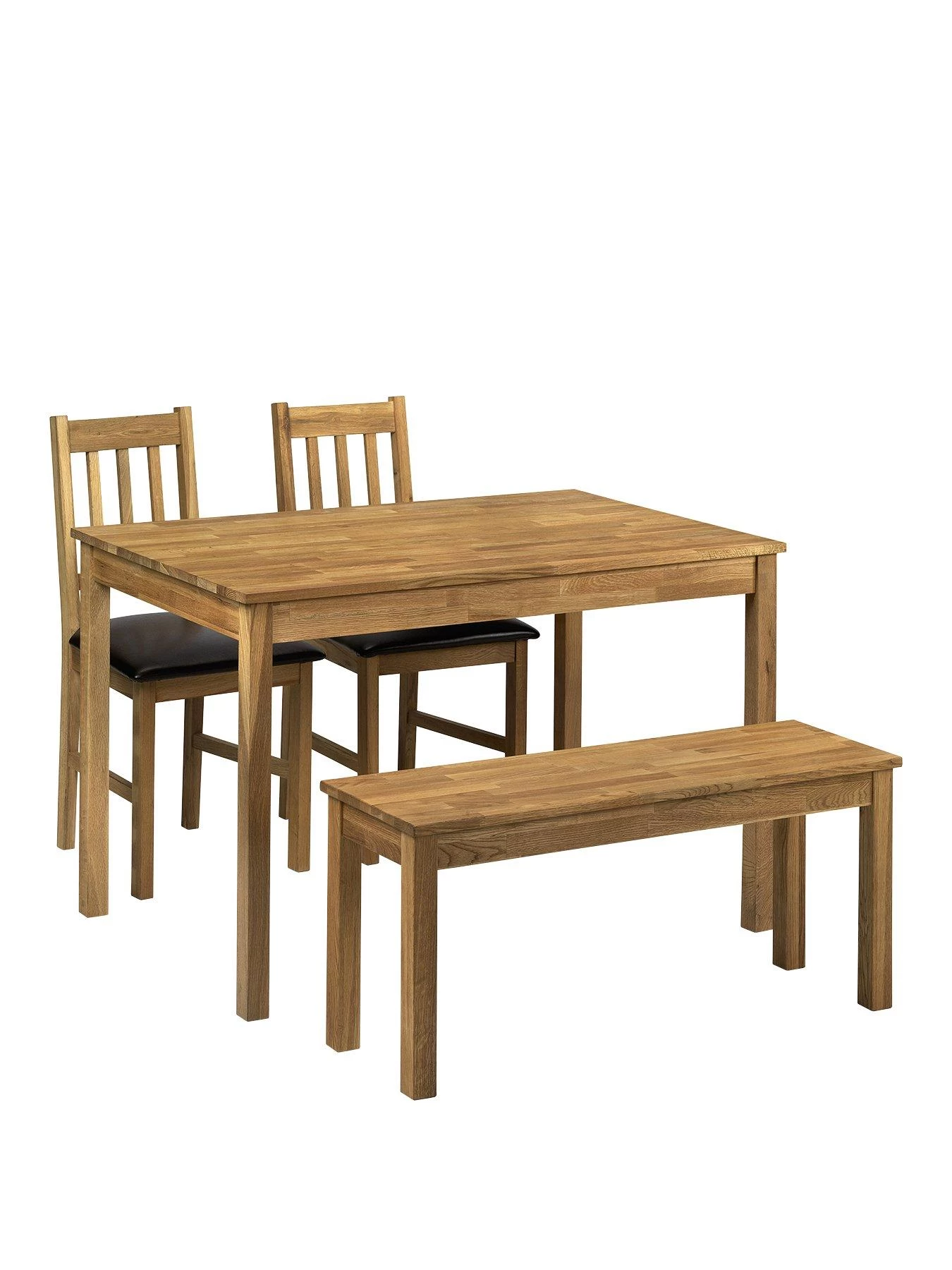 Julian Bowen Coxmoor 118 Cm Solid Oak Dining Table + 2 Chairs + Bench 4 Julian Bowen Coxmoor 118 Cm Solid Oak Dining Table + 2 Chairs + Bench - Image 2