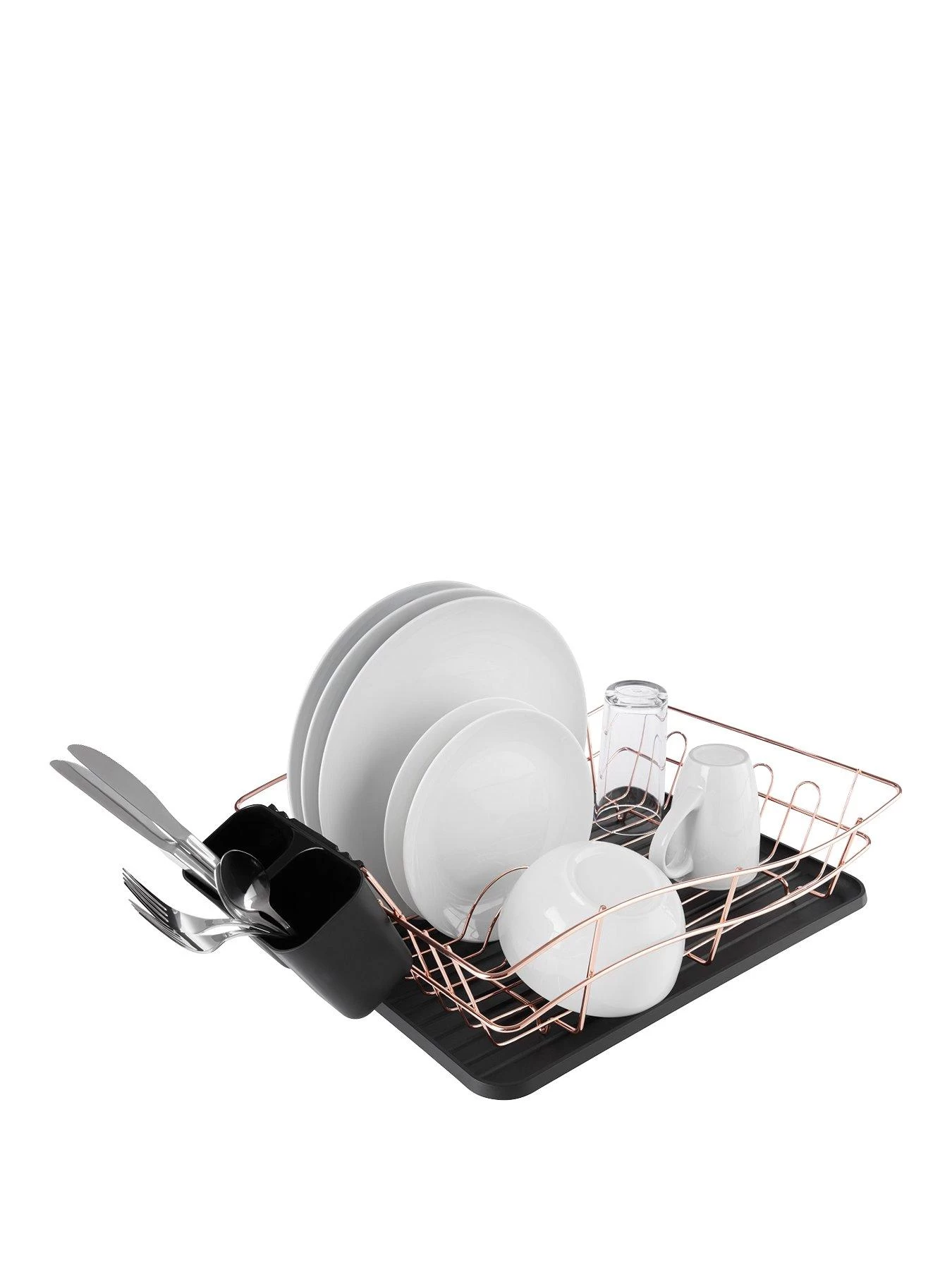 Tower Dish Rack With Rose Gold Tray 3 Tower Dish Rack With Rose Gold Tray
