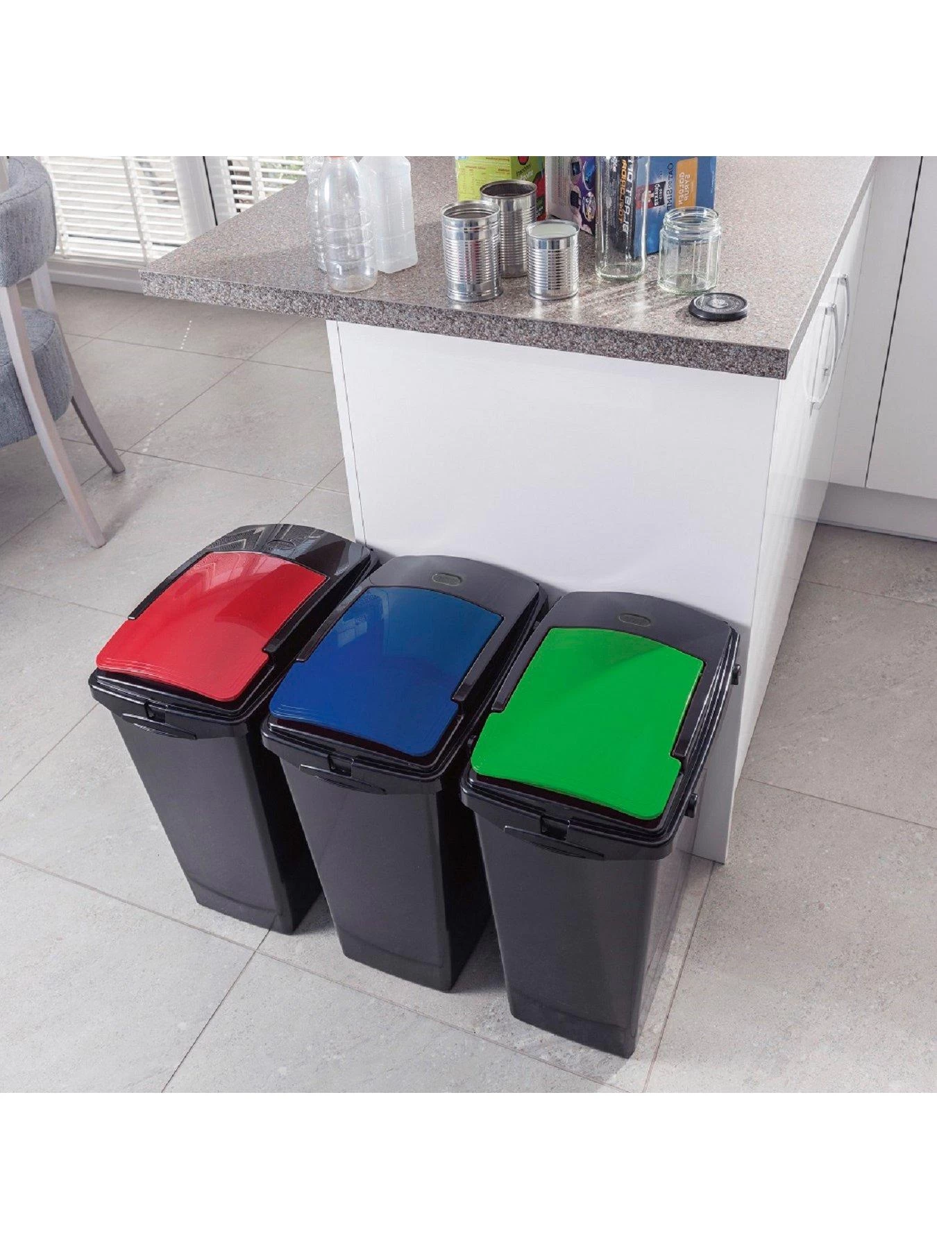 Addis Set Of Three 40-Litre Recycling Utility Bins 4 Addis Set Of Three 40-Litre Recycling Utility Bins - Image 2
