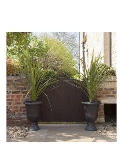 Pair Brushed Champagne Urn Planters 57cm (23") Tall