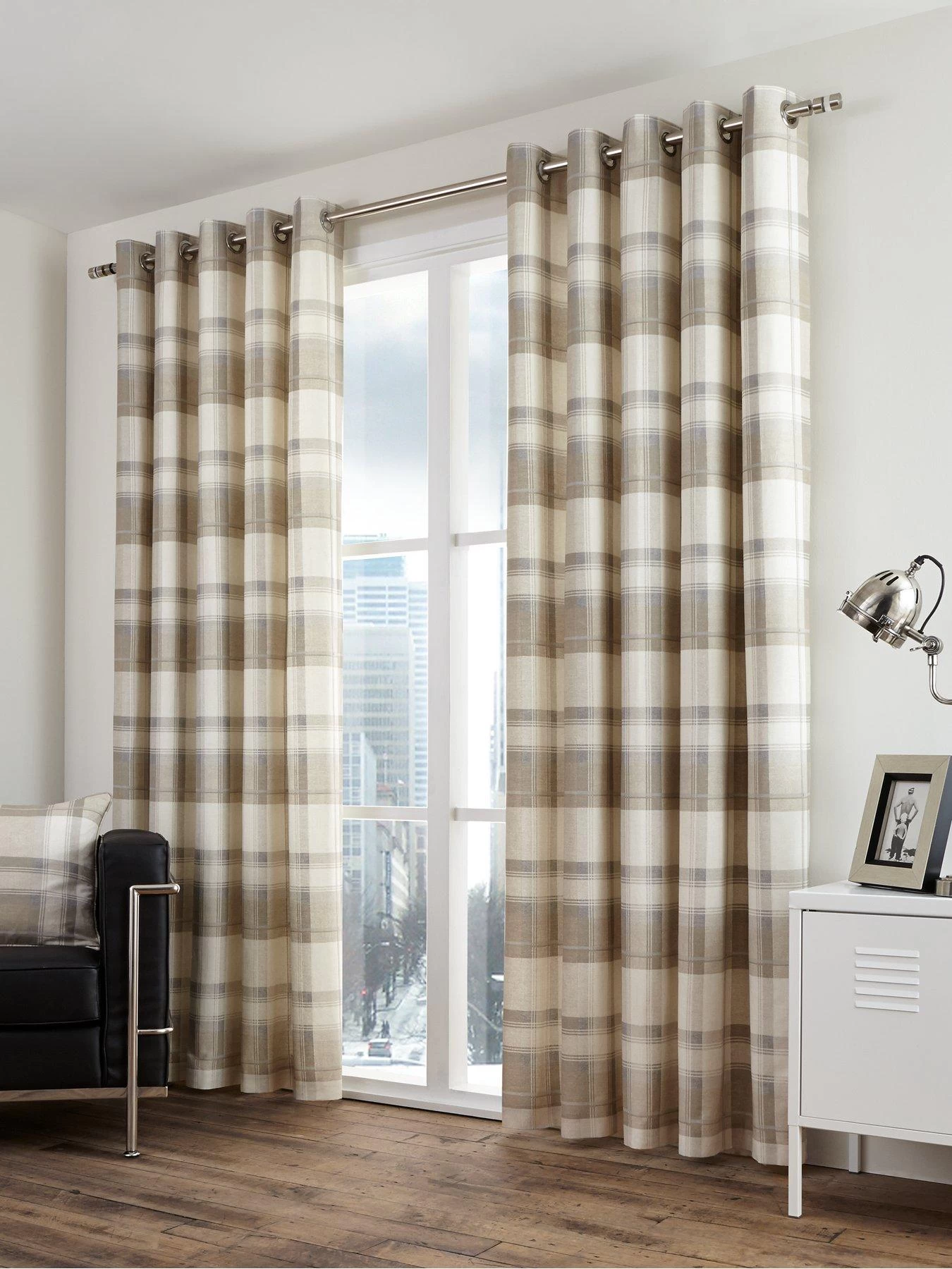 Fusion Balmoral Check Lined Eyelet Curtains 3 Fusion Balmoral Check Lined Eyelet Curtains