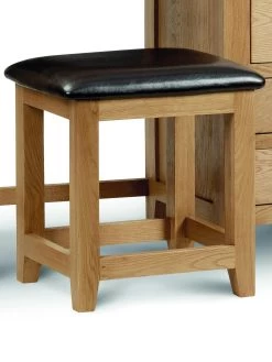 Julian Bowen Marlborough Ready Assembled Solid Oak/Oak Veneer Single Pedestal Dressing Table And Stool Set -Home Comprehensive NVPYR SQ5 0000000006 OAK SLd1