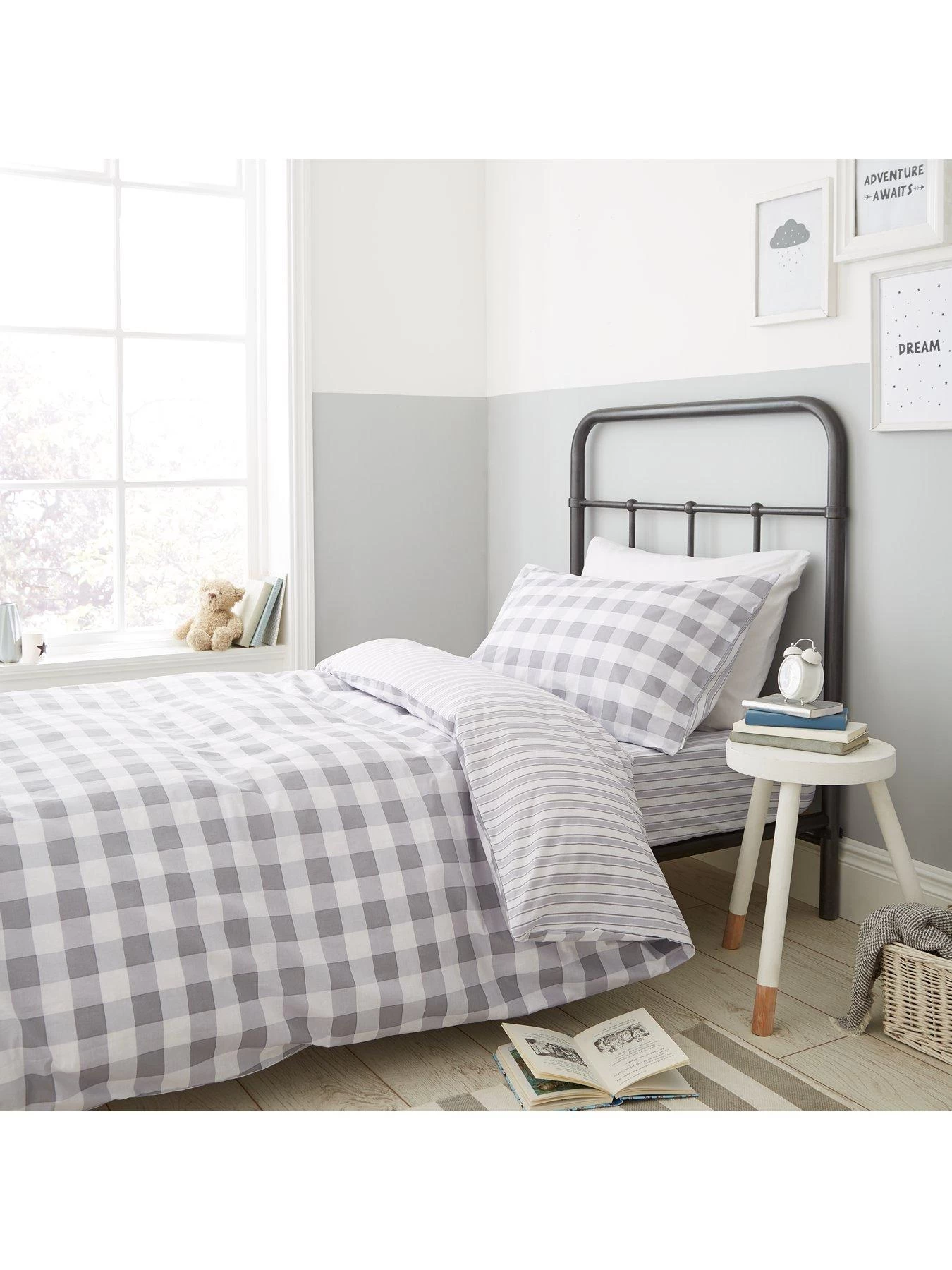 Bianca Fine Linens Stripe Cotton Duvet Cover Set - Grey 3 Bianca Fine Linens Stripe Cotton Duvet Cover Set - Grey