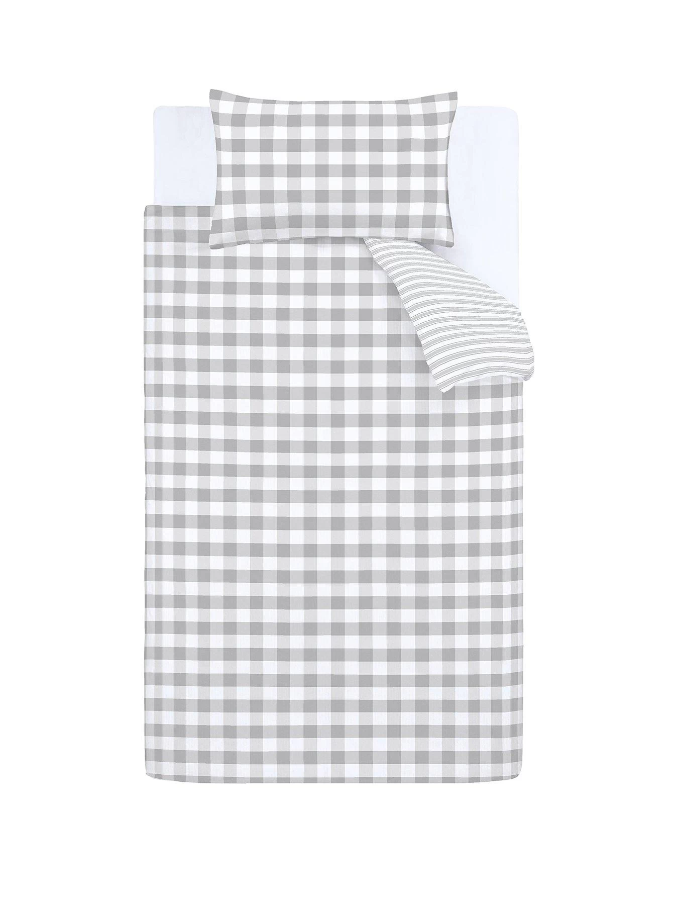 Bianca Fine Linens Stripe Cotton Duvet Cover Set - Grey 4 Bianca Fine Linens Stripe Cotton Duvet Cover Set - Grey - Image 2