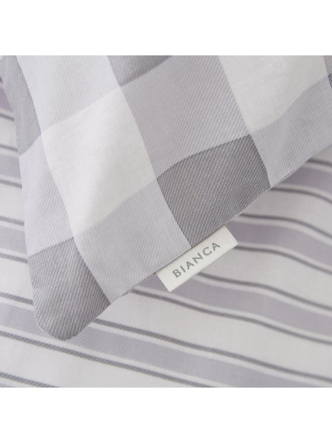 Bianca Fine Linens Stripe Cotton Duvet Cover Set - Grey 6 Bianca Fine Linens Stripe Cotton Duvet Cover Set - Grey - Image 4