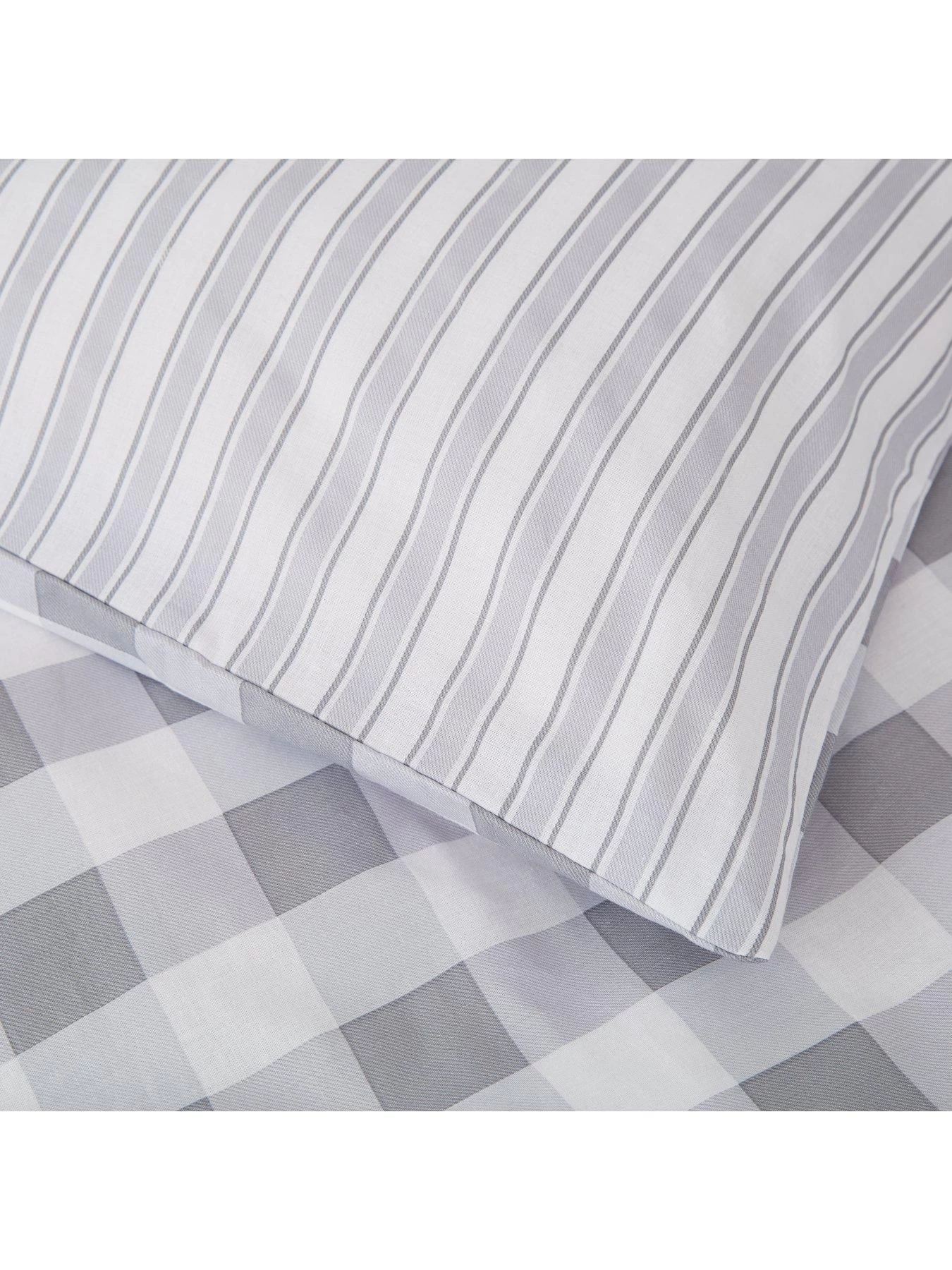 Bianca Fine Linens Stripe Cotton Duvet Cover Set - Grey 7 Bianca Fine Linens Stripe Cotton Duvet Cover Set - Grey - Image 5