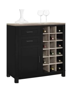 Dorel Home Carver Bar Cabinet -Home Comprehensive PDXXG SQ3 0000000540 BLACK OAK SLa