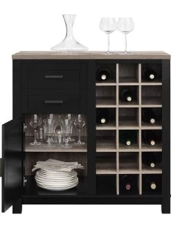 Dorel Home Carver Bar Cabinet -Home Comprehensive PDXXG SQ4 0000000540 BLACK OAK SLd