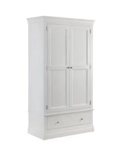 Julian Bowen Clermont 2 Door, 1 Drawer Wardrobe - White -Home Comprehensive PFV3Q SQ3 0000000013 WHITE SLa