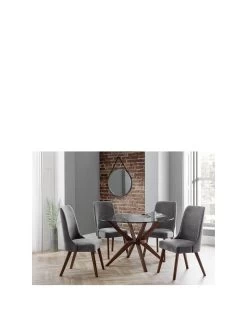 Julian Bowen Chelsea Large 120 Cm Glass Dining Table And 4 Huxley Chairs