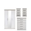 SWIFT Regent Part Assembled 4 Piece Package - 3 Door Mirrored Wardrobe, 5 Drawer Chest And 2 Bedside Chests - FSC® Certified -Home Comprehensive PG6AA SQ1 0000000010 WHITE OAK SLf