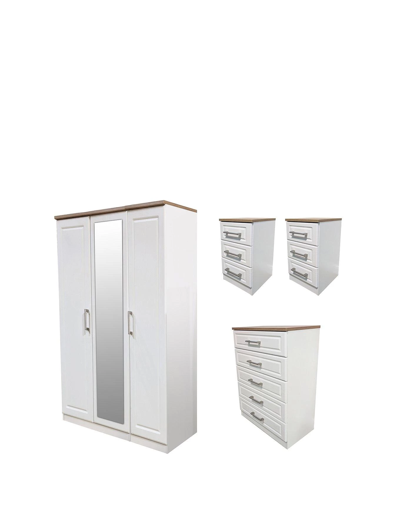 SWIFT Regent Part Assembled 4 Piece Package - 3 Door Mirrored Wardrobe, 5 Drawer Chest And 2 Bedside Chests - FSC® Certified 5 SWIFT Regent Part Assembled 4 Piece Package - 3 Door Mirrored Wardrobe, 5 Drawer Chest And 2 Bedside Chests - FSC® Certified - Image 3