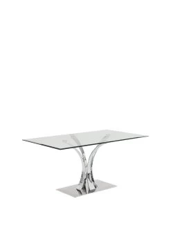 Very Home Alice 160 Cm Rectangle Glass And Chrome Dining Table + 6 Velvet Chairs 9 Very Home Alice 160 Cm Rectangle Glass And Chrome Dining Table + 6 Velvet Chairs -Home Comprehensive PLLJY SQ3 0000013305 CLEAR GREY SLf1