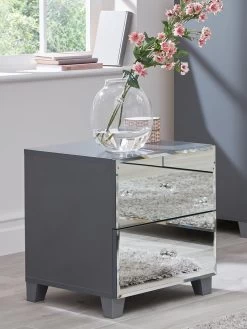 Very Home New Bellagio Mirrored 2 Drawer Bedside Chest - White/Mirrors, Grey/Mirrors, Black/Mirrors - FSC® Certified