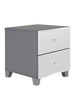 Very Home New Bellagio Mirrored 2 Drawer Bedside Chest - White/Mirrors, Grey/Mirrors, Black/Mirrors - FSC® Certified -Home Comprehensive PNQQ3 SQ3 0000014410 GREY MIRROR SLa