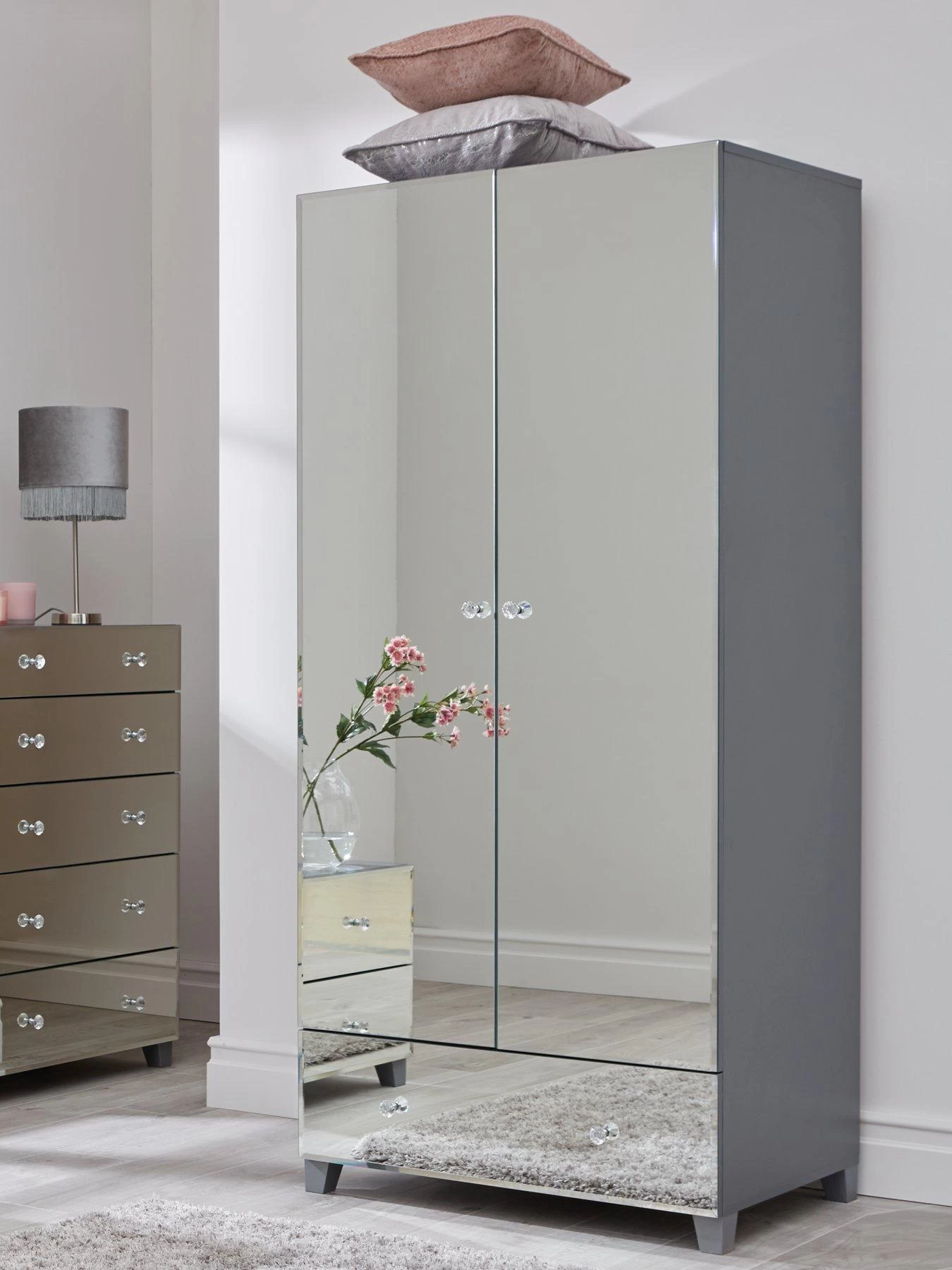 Very Home New Bellagio Mirrored 2 Door, 1 Drawer Wardrobe - White/Mirrors, Grey/Mirrors 3 Very Home New Bellagio Mirrored 2 Door, 1 Drawer Wardrobe - White/Mirrors, Grey/Mirrors