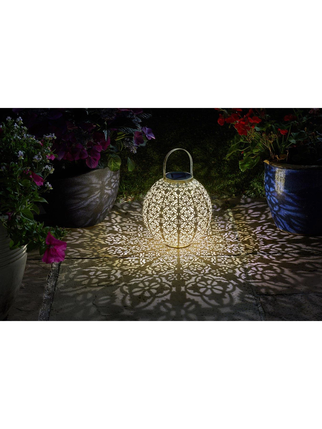 Smart Solar Damasque Solar Lantern - Cream 4 Smart Solar Damasque Solar Lantern - Cream - Image 2