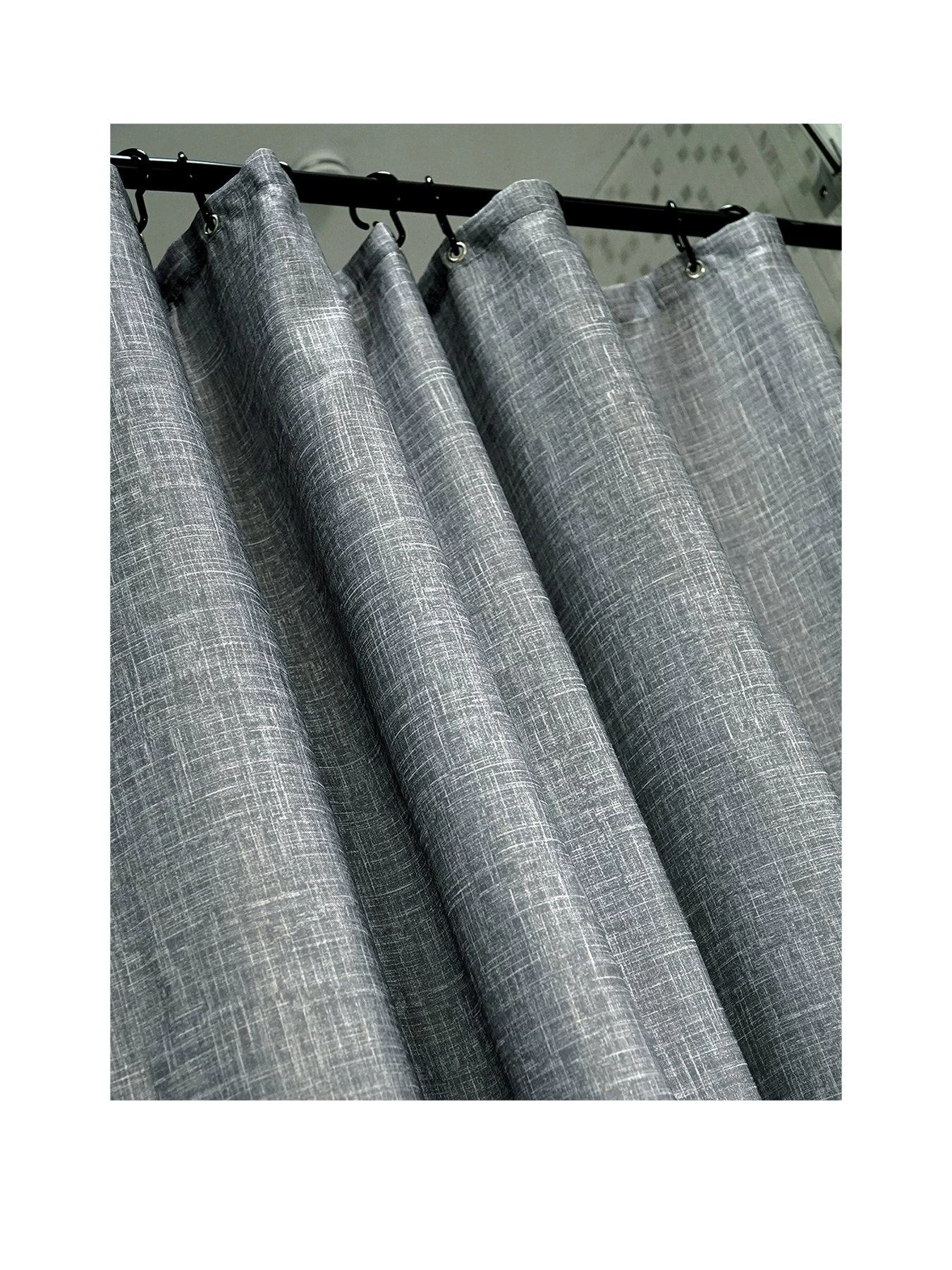 AQUALONA Grey Slub Shower Curtain 3 AQUALONA Grey Slub Shower Curtain