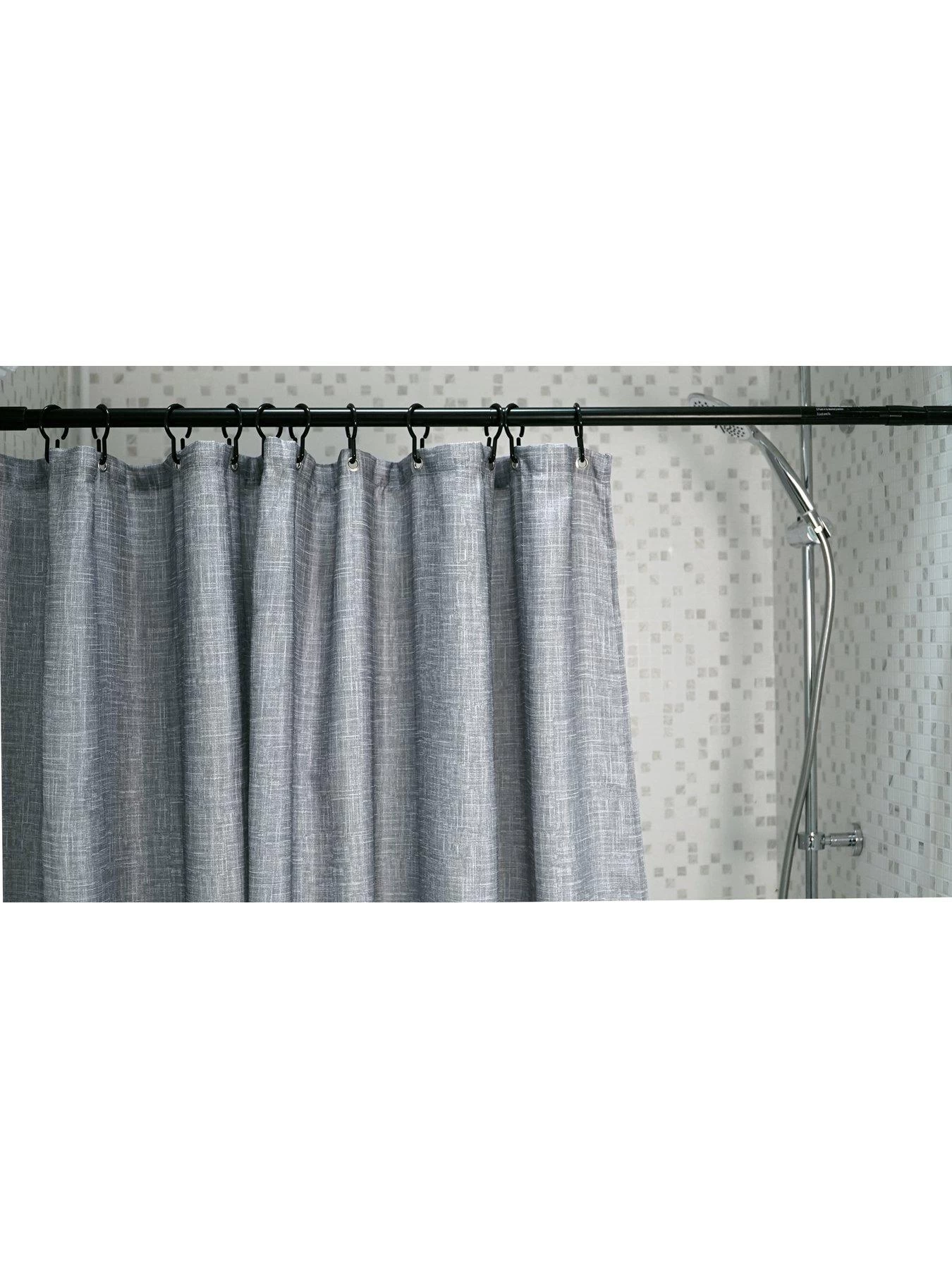 AQUALONA Grey Slub Shower Curtain 4 AQUALONA Grey Slub Shower Curtain - Image 2